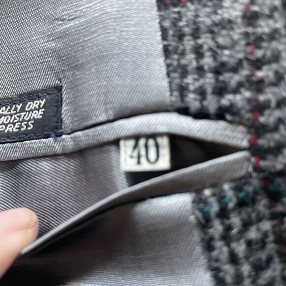 HILDRETH & HERRICKS Sport Cost Men’s 40 Grey Houndstooth Wool Blazer Jacket - Picture 14 of 16